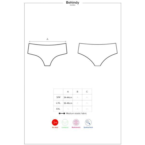 Шортики кружевные Obsessive Behindy Shorties L/XL сексуальное белье для романтических встреч черные 410222 фото