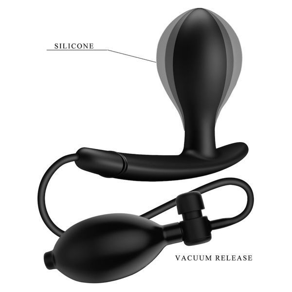 Анальна пробка з насосом Pretty Love Drake для анального задоволення чорна силіконова 2.5 см BI-040115 фото