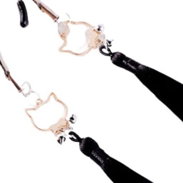 Зажимы для сосков с кисточками и колокольчиками черные Nipple Clamps для BDSM игр регулировка давления 31-0072 фото