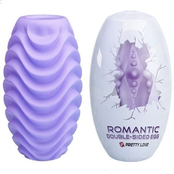 Яйце мастурбатор Romantic Double-Sided EGG для чоловіків еластичний масажер для оргазму з візерунками BI-014832-2 фото