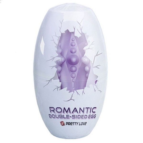 Яйце мастурбатор Romantic Double-Sided EGG для чоловіків еластичний масажер для оргазму з візерунками BI-014832-2 фото