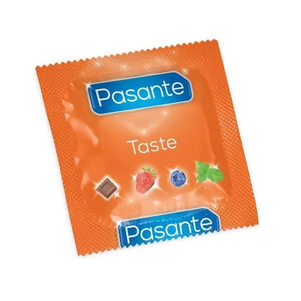 Оральні презервативи Pasante Taste зі смаками клубники шоколаду черники та м'яти для інтимного задоволення 070K-1 фото