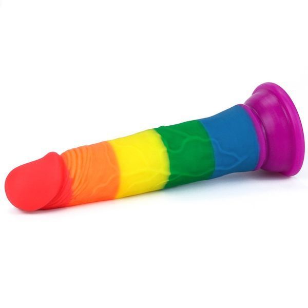 Фаллоімітатор Prider Dildo 7 кольоровий на присосці для сексуальних задоволень універсальний 18 см LV410025 фото