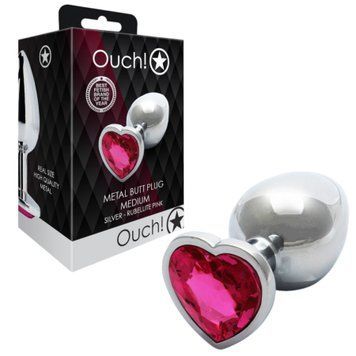 Анальна пробка Heart Gem M з рожевим кристалом для стимуляції нових відчуттів для пар і початківців OU533661 фото