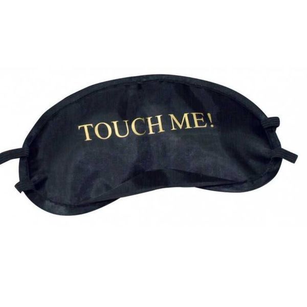 Маска на глаза двухсторонняя с надписями Touch Me и Not Today для эротических игр черная сатиновая 777064 фото