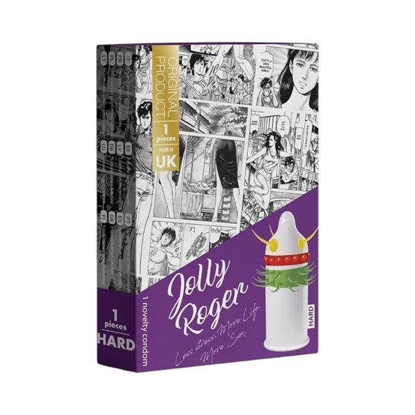 Презерватив с усиками и шипами EGZO Jolly Roger для удовольствия и защиты натуральный латекс 1 шт CF03 фото