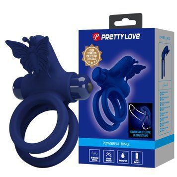 Ерекційне віброкільце Pretty Love для чоловіків з кліторальним стимулятором 10 режимів вібрації BI-210296-3 фото