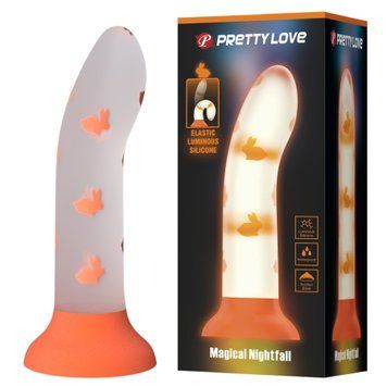 Фалоімітатор на присосці Pretty Love Magical Nightfall для інтимних ігрів світиться в темряві силіконовий 17 см BW-008120NY фото
