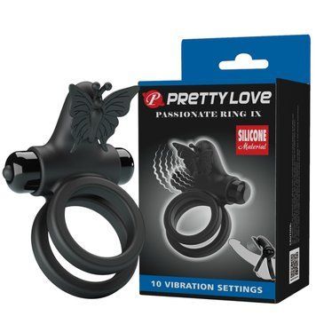 Ерекційне віброкільце з метеликом Pretty Love для чоловіків та пар з 10 режимами вібрації для стимуляції клітора BI-210296 фото