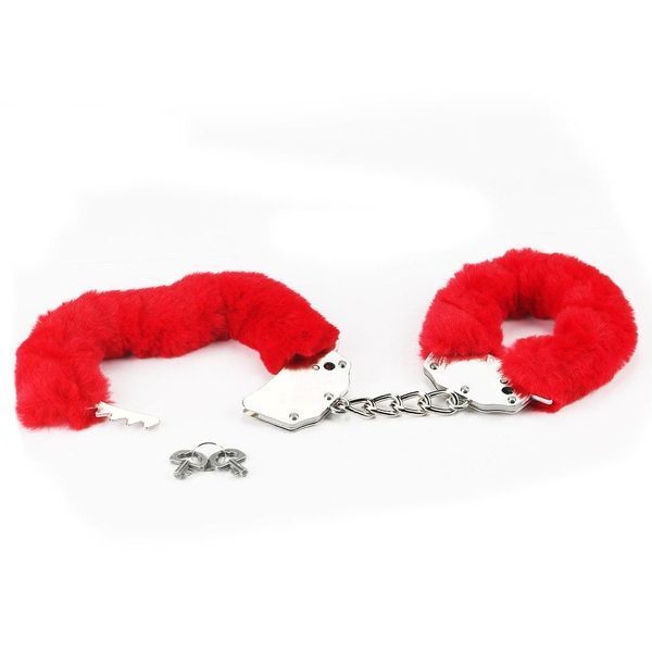 Наручники з червоним хутром Fluffy Handcuffs для BDSM і рольових ігор комфортна фіксація для пар LV1501 (red) фото