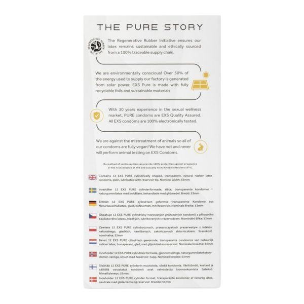 Презервативы ультратонкие EXS Pure веганские для мужчин комфортная посадка максимальное удовольствие 12EXSPURE фото