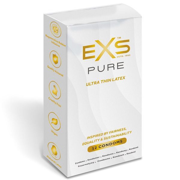 Презервативы ультратонкие EXS Pure веганские для мужчин комфортная посадка максимальное удовольствие 12EXSPURE фото